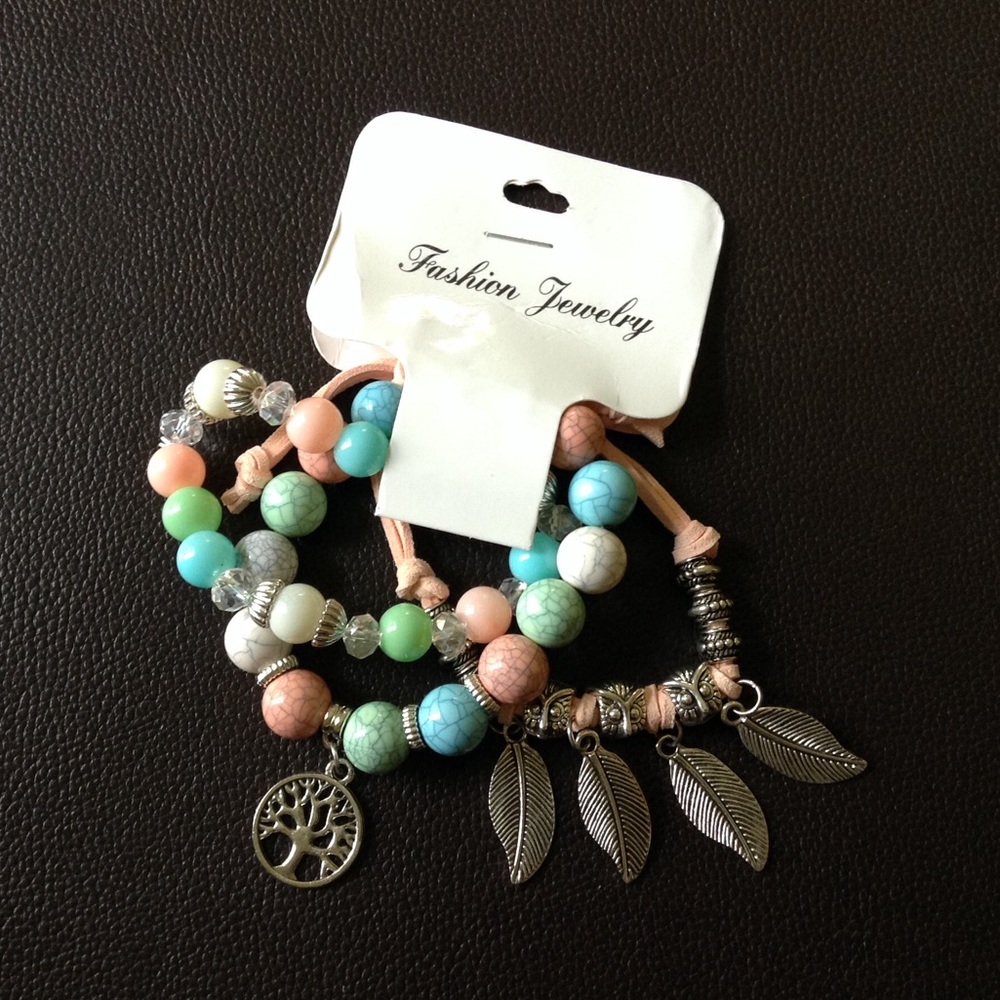 Bohemian Charm Bracelets with multi Pastel Beads.